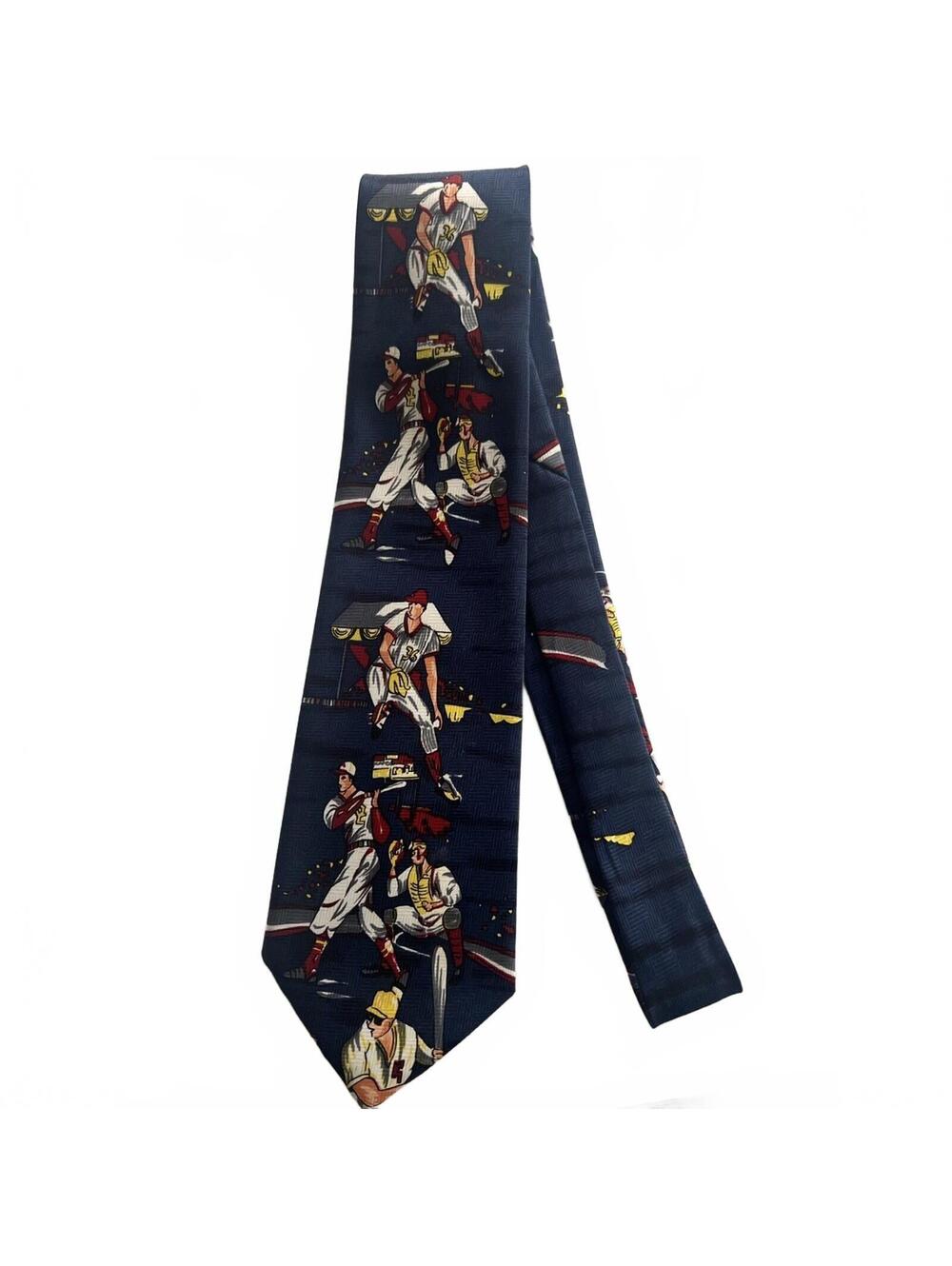 Vintage Florence Silk‎ Co Baseball Necktie Sports Novelty Tie Navy Blue Men Tie